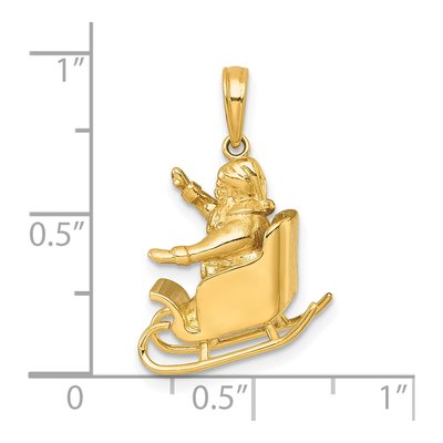 14K Yellow Gold 3-D Waving Santa Sleigh Charm – view 6
