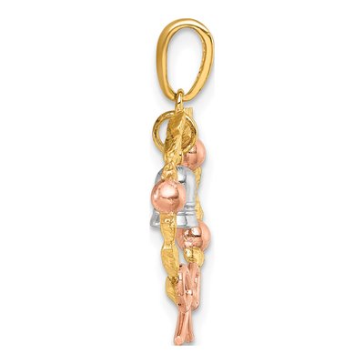 14K Two-Tone Gold Wreath Dangle Bell Pendant – view 3