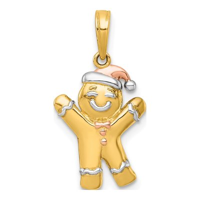14K Yellow Gold Gingerbread Man Pendant