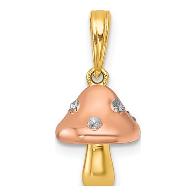 14K Yellow Gold 3D Mushroom Pendant – view 4