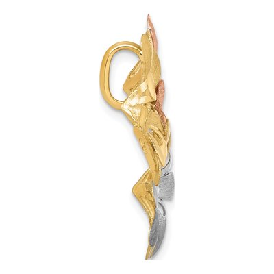 14K Yellow Gold Three Flowers Slide Pendant – view 3