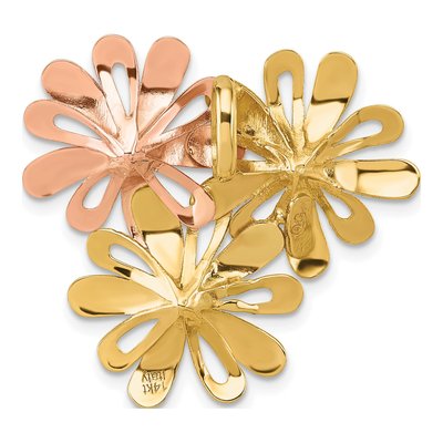 14K Yellow Gold Three Flowers Slide Pendant – view 4