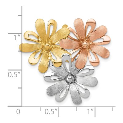14K Yellow Gold Three Flowers Slide Pendant – view 5