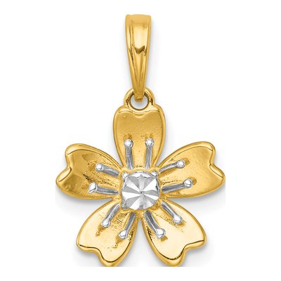 14K Yellow Gold Blooming Flower Charm