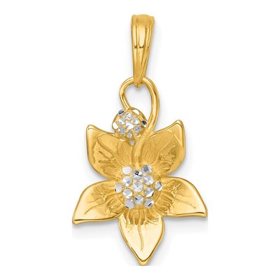 14K Yellow Gold Blooming Flower Pendant