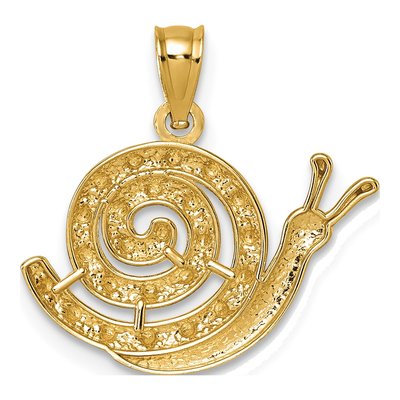 14K Yellow Gold Diamond-Cut Snail Pendant – view 4