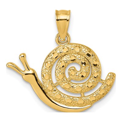 14K Yellow Gold Diamond-Cut Snail Pendant