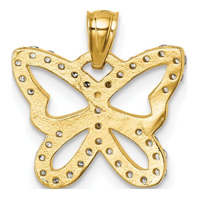 14K Yellow Gold CZ Butterfly Wing Pendant – view 4