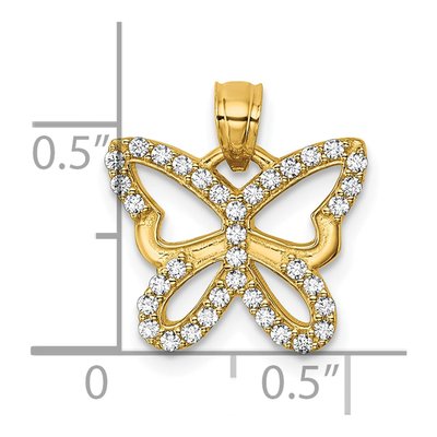 14K Yellow Gold CZ Butterfly Wing Pendant – view 5