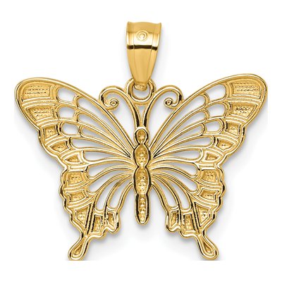 14K Yellow Gold Diamond-Cut Butterfly Pendant – view 4