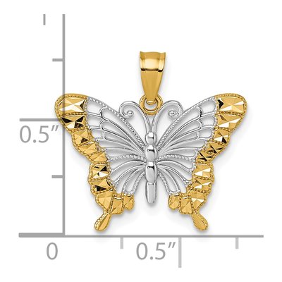 14K Yellow Gold Diamond-Cut Butterfly Pendant – view 5