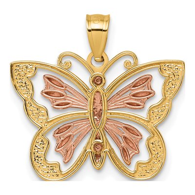 14K Two-Tone Gold Cut-Out Butterfly Pendant – view 4
