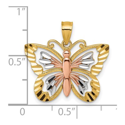 14K Two-Tone Gold Cut-Out Butterfly Pendant – view 5