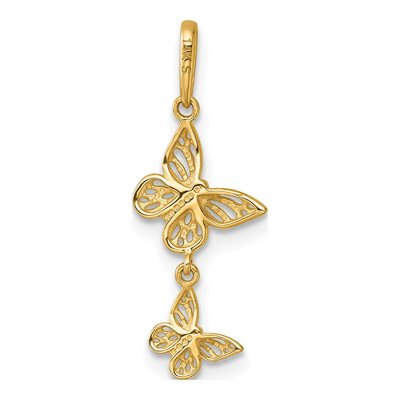 14K Yellow Gold Double Butterfly Pendant – view 4