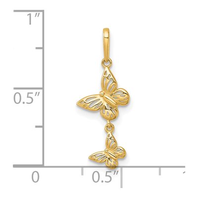 14K Yellow Gold Double Butterfly Pendant – view 5