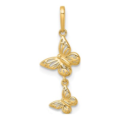 14K Yellow Gold Double Butterfly Pendant