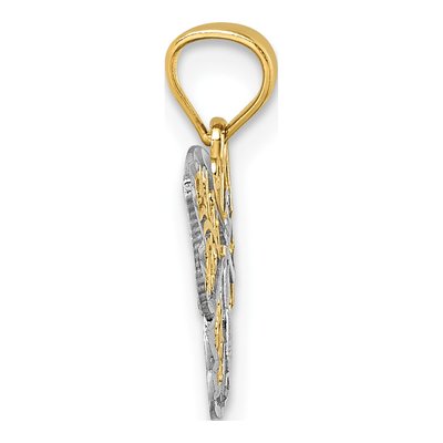 14K Yellow Gold Diamond-Cut Filigree Butterfly Pendant – view 3