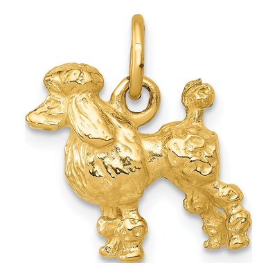 14K Yellow Gold Poodle Dog Pendant