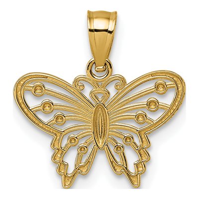 14K Yellow Gold Diamond-Cut Butterfly Pendant – view 4