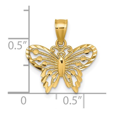 14K Yellow Gold Diamond-Cut Butterfly Pendant – view 5
