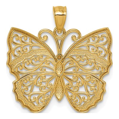 14K Yellow Gold Filigree Butterfly Pendant – view 4