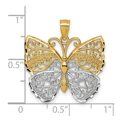 14K Yellow Gold Filigree Butterfly Pendant – view 5