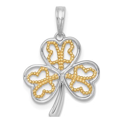 14K Yellow Gold Three-Leaf Clover Charm