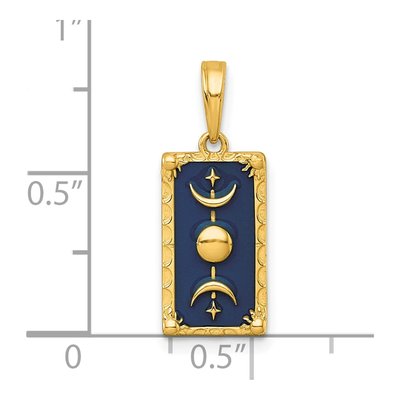 14K Yellow Gold Blue Enamel Moon Cycle Charm – view 5
