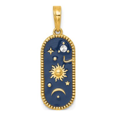 14K Yellow Gold Sun Moon Stars Charm