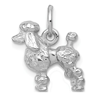 14K White Gold 3-D Poodle Dog Charm