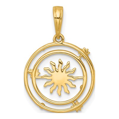 14K Yellow Gold Sun Solar System Orbit Charm – view 4