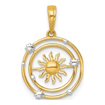14K Yellow Gold Sun Solar System Orbit Charm