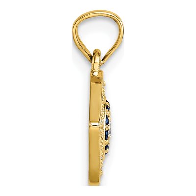 14K Yellow Gold CZ Evil Eye Pendant – view 3