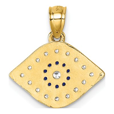 14K Yellow Gold CZ Evil Eye Pendant – view 4