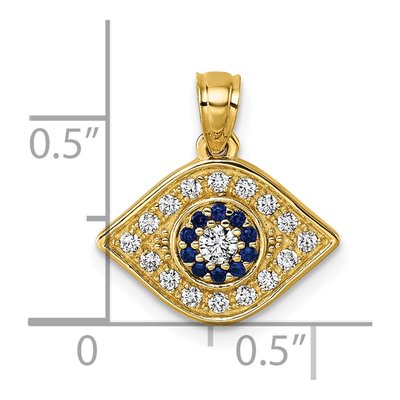 14K Yellow Gold CZ Evil Eye Pendant – view 5