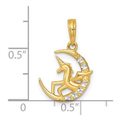 14K Yellow Gold Unicorn Moon Pendant – view 5
