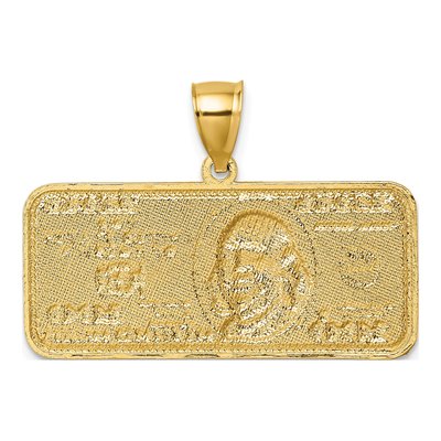 14K Yellow Gold Diamond-Cut $ Bill Pendant – view 4