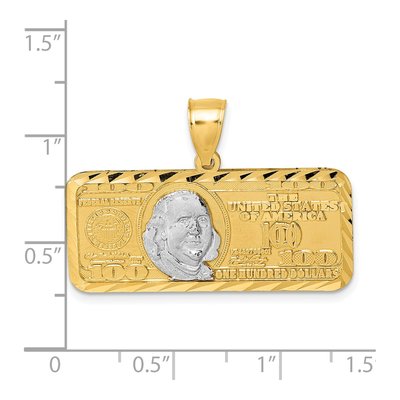 14K Yellow Gold Diamond-Cut $ Bill Pendant – view 5