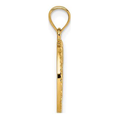 14K Yellow Gold Heart Evil Eye Horseshoe Pendant – view 3