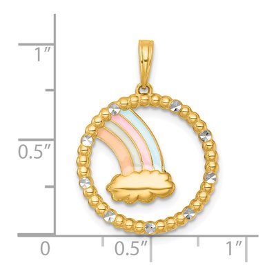 14K Yellow Gold Rainbow Cloud Enamel Pendant – view 5