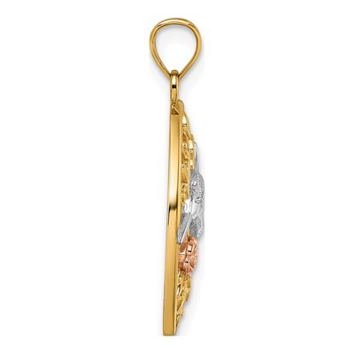 14K Two-Tone Gold Hummingbird Filigree Pendant – view 3