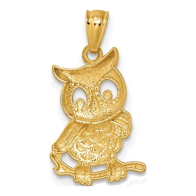 14K Yellow Gold Owl Pendant – view 4