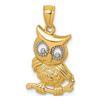 14K Yellow Gold Owl Pendant