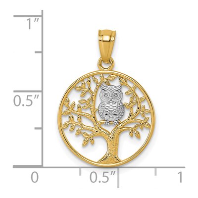 14K Yellow Gold Owl Tree Pendant – view 5
