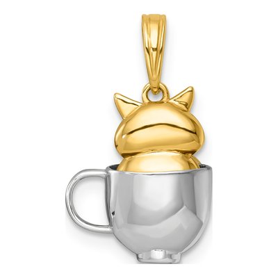 14K Yellow Gold Cat Mug 3-D Charm – view 4