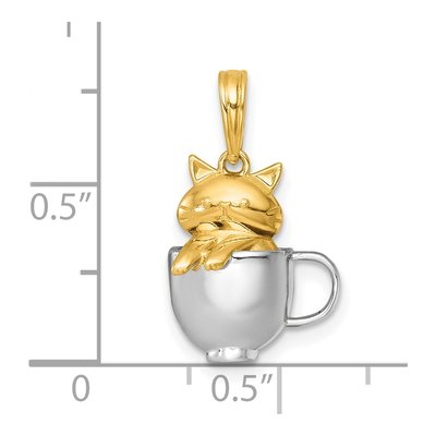 14K Yellow Gold Cat Mug 3-D Charm – view 6