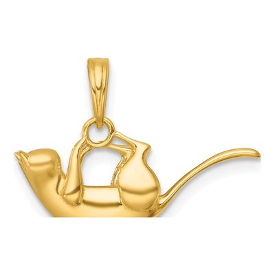 14K Yellow Gold 3D Cat Pendant