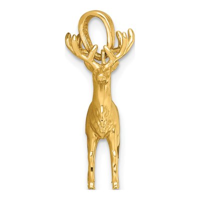14K Yellow Gold 3D Reindeer Charm – view 3