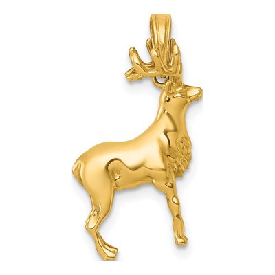 14K Yellow Gold 3D Reindeer Charm – view 4