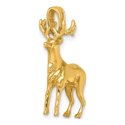 14K Yellow Gold 3D Reindeer Charm – view 5